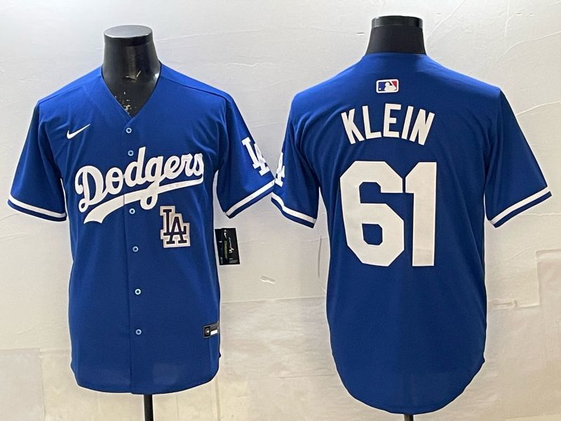 Men 2025 Nike Los Angeles Dodgers #61 Klein Blue Game MLB Jersey 020